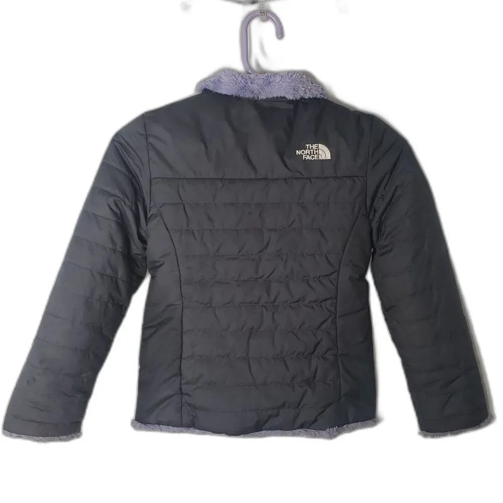 THE NORTH FACE Reversible Gray Purple Fleece Lined Jacket Coat Girls Size XS